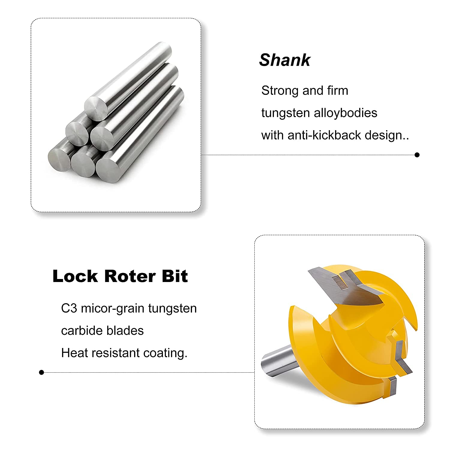 45 Degree Lock Miter Router Bit 1/4 Shank, Newdeli 1/2 Stock Joint Woodworking Router Bit, Suitable for Furniture Oblique Tenon Interface Making (90-Degree Tenon Joint Woodworking) - Image 4