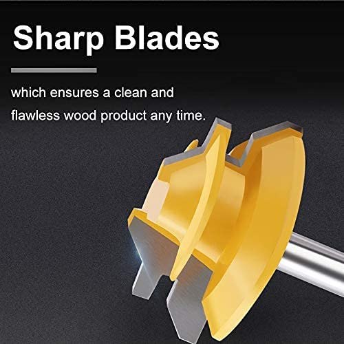 45 Degree Lock Miter Router Bit 1/4 Shank, Newdeli 1/2 Stock Joint Woodworking Router Bit, Suitable for Furniture Oblique Tenon Interface Making (90-Degree Tenon Joint Woodworking) - Image 5