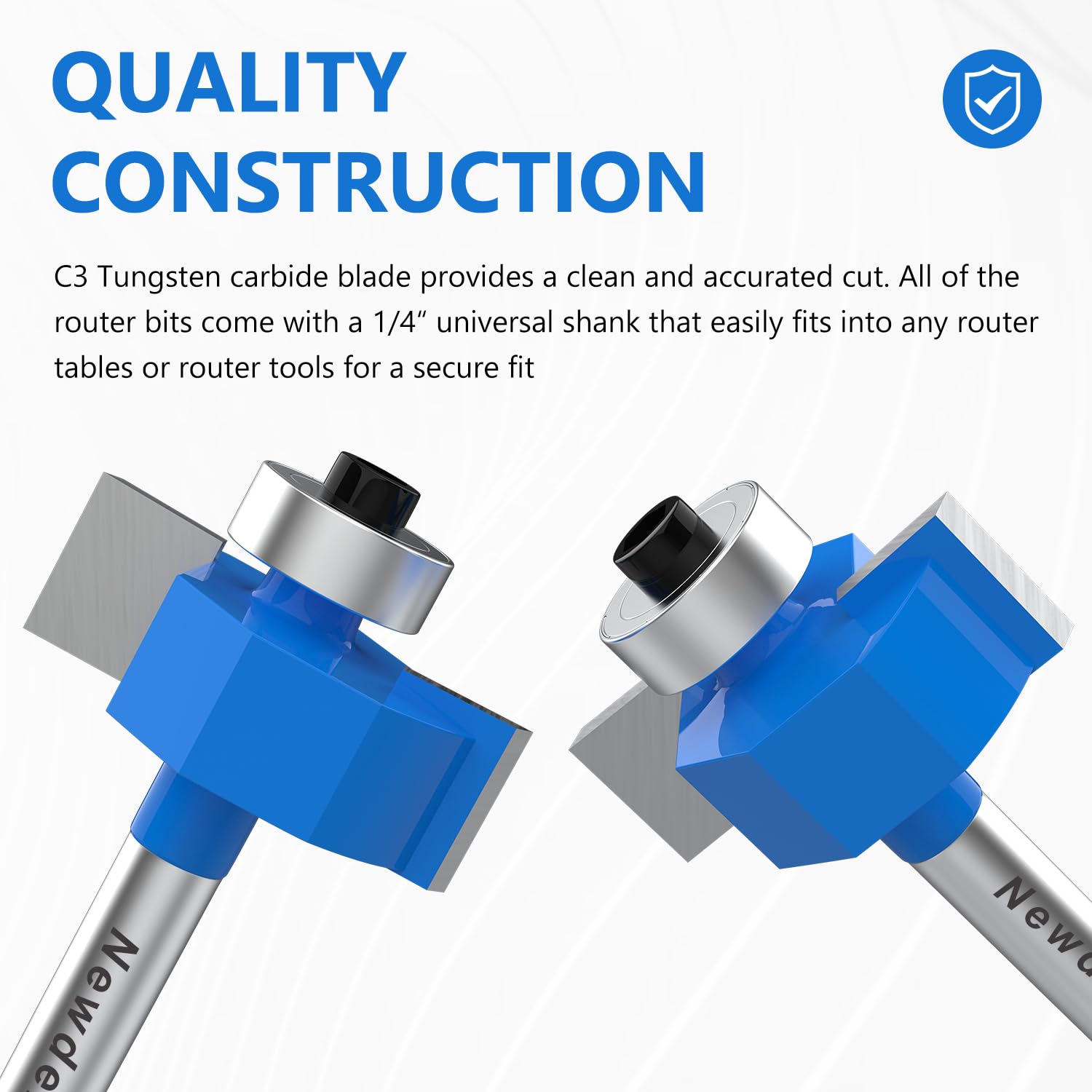 Newdeli Rabbet Router Bit Set 1/4 Inch Shank - 4Pcs Rabbeting Router Bits（1/8",1/4",3/8", 1/2" Height） with 6 Bearings Set (3/8", 1/2", 5/8", 3/4", 7/8", 1-1/8" Bearings) - Wood Biscuit Slot Cutters - Image 6